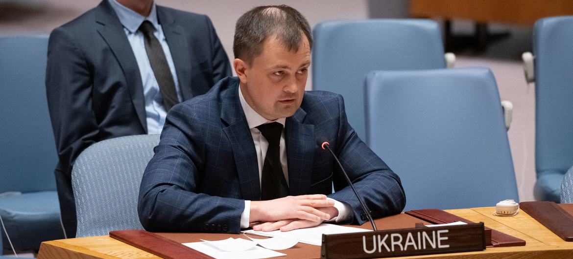 Serhii Dvornyk, Counsellor at Permanent Mission of Ukraine to the United Nations, addresses the Security Council meeting on threats to international peace and security.